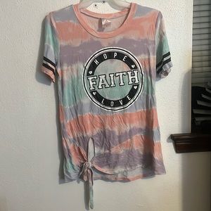 Pink, purple, and blue ombré shirt